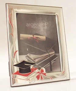 LAUREA CORNICE PORTAFOTO ARGENTO PVD cm18x14 PER FOTO cm14x10 TOCCO ALTA QUALITà - Foto 1 di 8