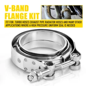 V-Band Clamp + Flanges Complete Stainless Steel Exhaust Hose 3" Inch Turbo 76Mm - Picture 1 of 12