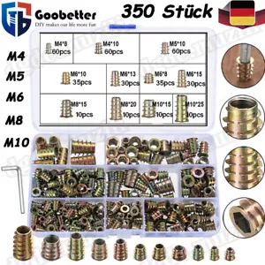 350x Einschraubmutter M4-M10 Gewindeeinsatz Holz Einschraubmuffen Möbelverbinder - Bild 1 von 17
