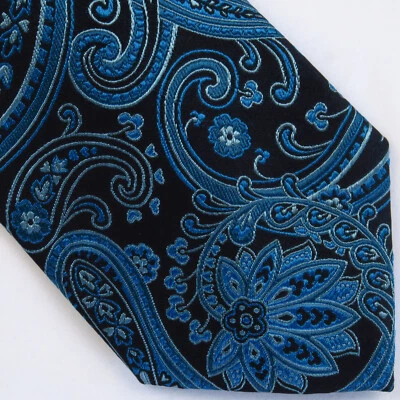 Corbata Sean John azul sobre negro cachemira para hombre 58x3,5 moderna profesional floral Foto 1 de 4