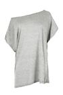 Ladies Baggy Oversized Printed One Shoulder Bardot Womens Batwing T Shirt Top