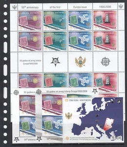 Europa CEPT Stamp on Stamp 2006 Montenegro MNH 1 M/s + 3 S/s Complete set - Picture 1 of 3