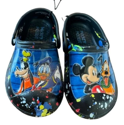 Disney MICKEY Mouse & Friends Black Slip-on Clogs Shoes Kids TODDLER SIZE 5/6 - Image 1 of 3