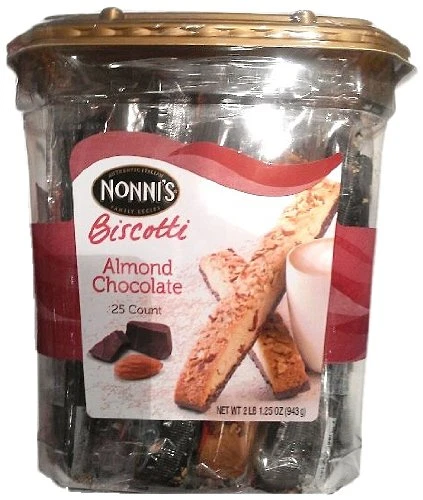 Nonni’s Almond Dark Chocolate Biscotti, 1.25oz - 25 Count