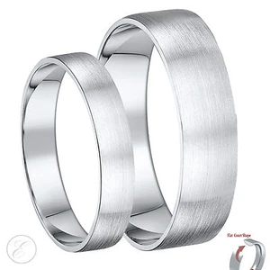 His & Hers Silver Rings Brushed Matt Flat Court Silver Wedding 4mm 6mm Bands - Picture 1 of 3