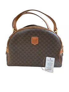 CELINE 1997 Vintage Triumph Macadam Canvas Leather Handbag Brown Gold Hardware - Picture 1 of 16