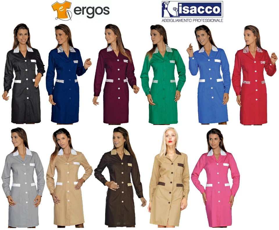 Isacco Camice POSITANO Manica Lunga Misto Cotone Collo Tasche Contrasto da Donna - Immagine 1 di 2