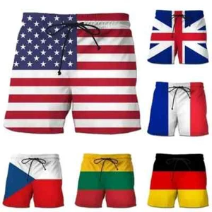 Germany United States British Flag Beach Shorts Men's 3D Printed Swim Shorts - Picture 1 of 18