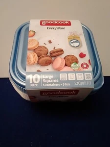 Goodcook 5 Large Square Container with Light Blue Lid 5.2 Cups - Picture 1 of 8