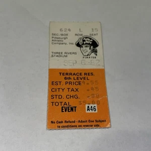 Pittsburgh Pirates 9.6.1982 Game Ticket Stargell Pinch Hit RBI - Bild 1 von 2