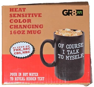 Heat Sensitive Color Changing "of course I talk to myself" 16oz Coffee Cup Mug - Picture 1 of 8