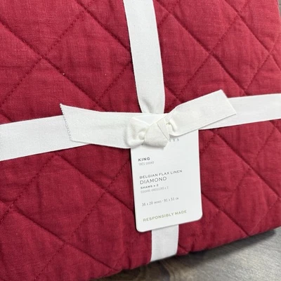 КЕРАМИЧЕСКИЙ АМБАР БЕЛЬГИЙСКИЙ ЛЬНЯНОЙ БРИЛЛИАНТ СТЕГАНАЯ ШАМ НАБОР (2) КОРОЛЬ ~ КРАСНАЯ ЯГОДА - Изображение 1 из 4