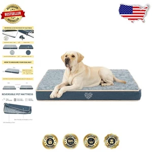 Navy Waterproof Dog Crate Mattress with Removable Cover - Joint Relief Design - Picture 1 of 9