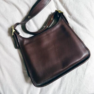 Borsa Coach vintage in pelle borsetta borsetta marrone con tracolla in ottone  - Foto 1 di 5