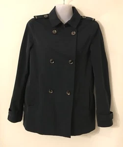 David Lawrence Womens Size 8 XS Navy Double Breasted Trench Coat Pockets - Picture 1 of 17