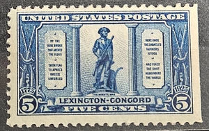 US Stamp Sc 619, 5c Lexington-Concord, MLH F/VF CV$14.00 (507925) - Picture 1 of 2
