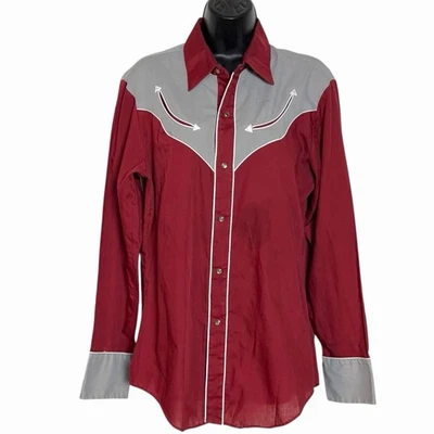 CAMISA LEVIS WESTERN VINTAGE AÑOS 70 PERLA BROCHE RETRO DOS TONOS VAQUERO RODEO TALLA L Foto 1 de 4