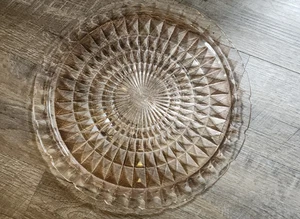 Windsor Pink Depression Glass Serving Plate Platter Jeanette Diamond Pattern - Picture 1 of 9