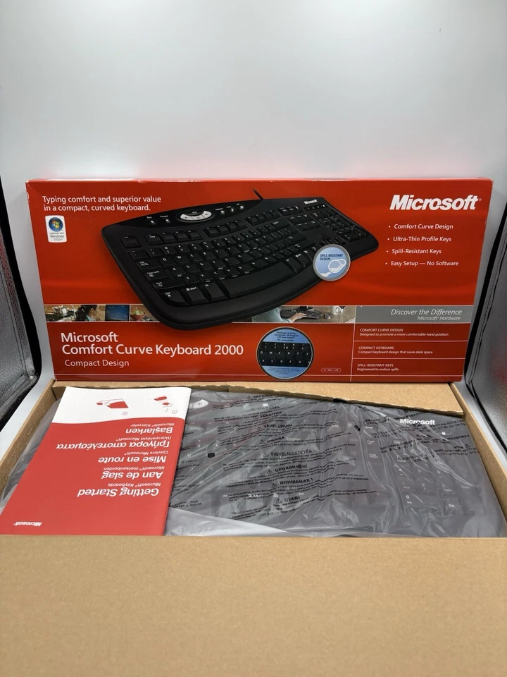 Microsoft Comfort Curve USB Wired Keyboard 2000 UK 105 Key Layout BRAND NEW VGC - Image 1 of 4