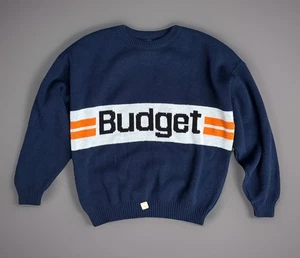 Vintage 80s Avis Budget Rental Car Knit Logo Sweater Size L Employee Rare Unworn - Picture 1 of 8