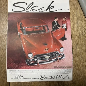 Vintage 1954 Sleek Chrysler Deluxe New Yorker Automobile Car Ephemera Print Ad - Picture 1 of 8