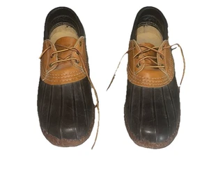 LL Bean Maine Hunting Shoes Mens Size 9 Brown Leather Rubber Duck Boots Made USA - Picture 1 of 10