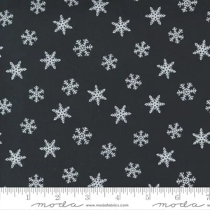 Moda Holly Berry Tree Farm by Deb Strain 56038 18 Black Snowflakes  Cotton - Picture 1 of 1