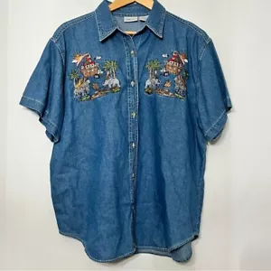 Camisa Cabin Creek Denim Cambray Arca de Noé Manga Corta XL P De Colección - Imagen 1 de 6