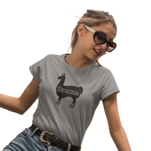 Cute Funny Drama Llama Womens Tshirt gift for her alpaca shirt gift for her - Picture 1 of 7
