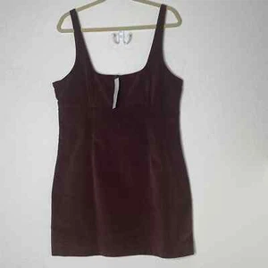 NWT Urban Outfitters Sleeveless Velour Velvet Mini Dress Size XL Maroon - Picture 1 of 13