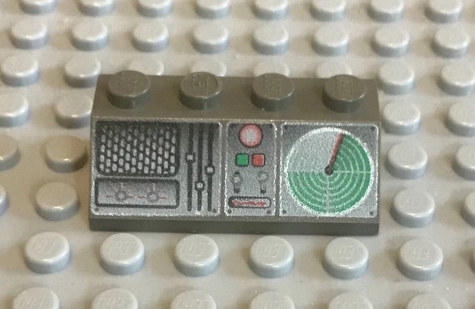 LEGO 2x4 Classic Dark Gray Decorated Slope Radar Flight Control Center Airport - Image 1 of 1