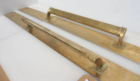 HUGE Antique Brass Door Handles Shop Pulls Old Pub Cinema Vintage Art Deco 48" Cover