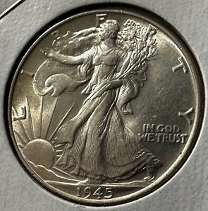 1945 Walking Liberty United States Silver Half Dollar Uncirculated Great Shape! - Picture 1 of 4