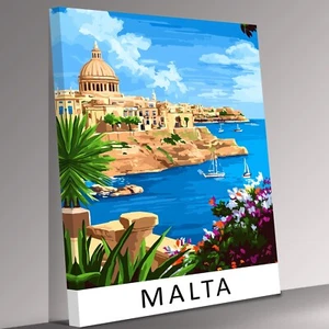 Malta Reisedruck auf Leinwand Wandbild fertig zum Aufhängen Vektor-Stil - Bild 1 von 7