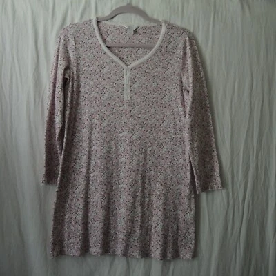 Camisón Charter Club Algodón Manga Larga Tejido Rosa y Gris Floral Talla Pequeña Foto 1 de 4