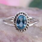Next Day Dispatch Blue Topaz 925 Solid Sterling Silver Ring UK Size O, 1.9