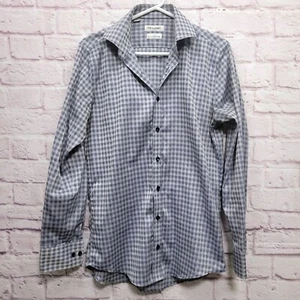 Camisa Twillory Plateada Azul Botón Guinga Talla 15-32/33 (M) Algodón Ajuste A Medida - Imagen 1 de 8