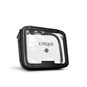 Utique Transparent Cosmetic Bag Travel-Friendly, Chic Design Black Detailing - Picture 1 of 2