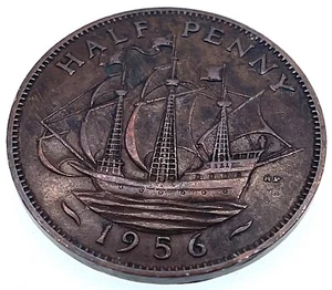 World Coin: 1956 United Kingdom - 1/2 Penny - Circulated (SKU 157) - Picture 1 of 4