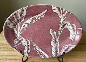 Vintage WALLACE CHINA PALM MAROON 10.5" Oval Platter #1 - USA - GUC - Picture 1 of 2