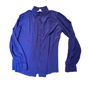 Vintage St John Button Down Langarm lila Bluse Top Polyester Größe 10 - Bild 1 von 11