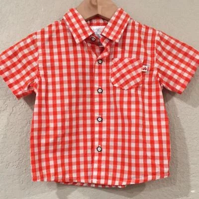 Camisa Little Wonder Niño Pequeño Bebé Niño Talla 12M Cuadros Botón 100% Algodón Foto 1 de 4