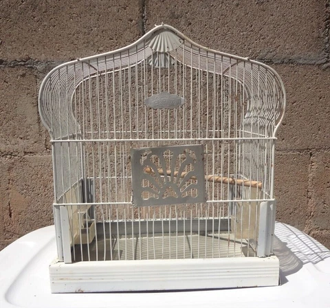 Vintage Crown Pagoda Victorian Bird Cage Seed Water Cups & Seed Guards Cover
