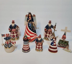 Jim Shore Patriotic Figurine Ornament Lot God Bless America Star Spangled Angel - Picture 1 of 10