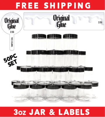 3oz Food Grade Jars & Top - Waterproof Top & Side Label Set - Tamper ( 50pack ) - Image 1 of 4