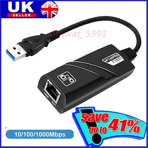 USB 3.0 to Ethernet Adapter RJ45 1000Mbps Gigabit LAN Network Adapter Cable PC - Picture 1 of 12