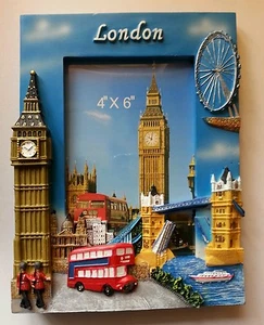 Marco de fotos Londres 3D miras pintadas a mano de madera marco de fotos regalo de recuerdo - Imagen 1 de 4