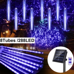 288 LED Solar Lights Meteor Shower Rain Tree String Light Outdoor Garden Party - Picture 1 of 16