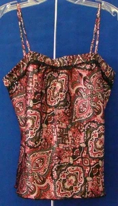 EUC Beautiful CAMI Top by FAITH PASSION Paisley Print w. Sequin TRIM Sz M - Bild 1 von 5