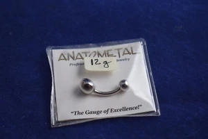 Anatometal Stainless Steel gemmed navel curve 7/16" 12G - sapphire - Picture 1 of 3